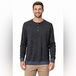 Vince Henley Shirt Men's Large Wool Linen Blend Long Sleeve Thermal Heathered